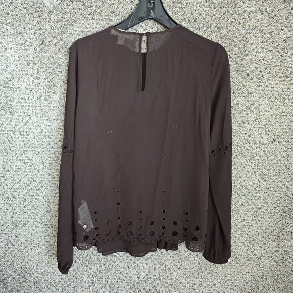 Michael Kors Top Womens Small Brown Sheer Keyhole Button Blouse Casual Ladies - Picture 7 of 7